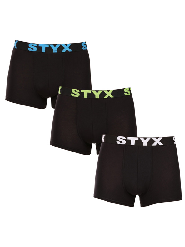 Styx Sada tří - pánské boxerky Styx sportovní guma nadrozměr vícebarevné