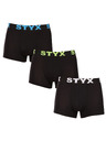 Styx Sada tří - pánské boxerky Styx sportovní guma nadrozměr vícebarevné