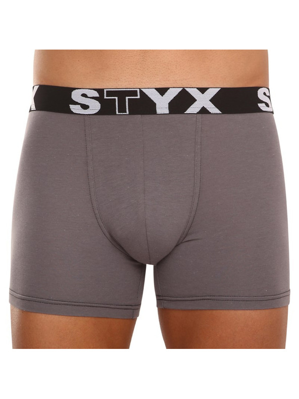 Styx Sada tří - pánské boxerky Styx long sportovní guma tmavě šedé