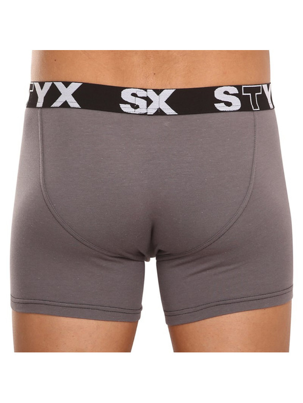 Styx Sada tří - pánské boxerky Styx long sportovní guma tmavě šedé