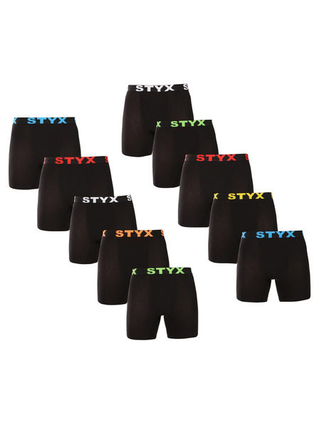 Styx Sada deseti - pánské boxerky Styx long sportovní guma černé