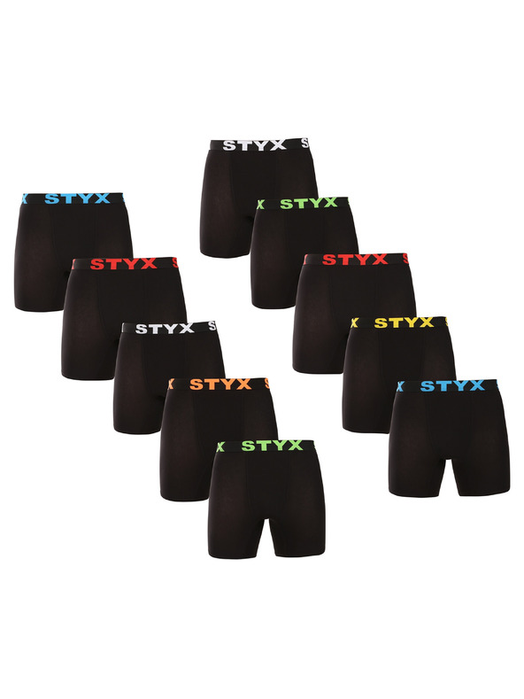 Styx Sada deseti - pánské boxerky Styx long sportovní guma černé