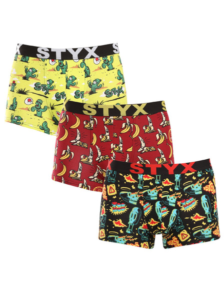 Styx Sada tří - pánské boxerky Styx art sportovní guma vícebarevné