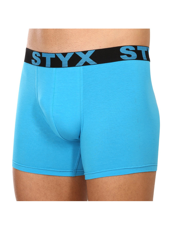 Styx Sada tří - pánské boxerky Styx long sportovní guma světle modré