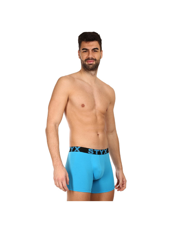 Styx Sada tří - pánské boxerky Styx long sportovní guma světle modré