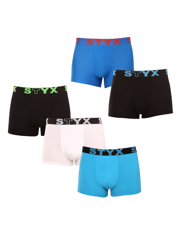 Styx Sada pěti - pánské boxerky Styx sportovní guma vícebarevné