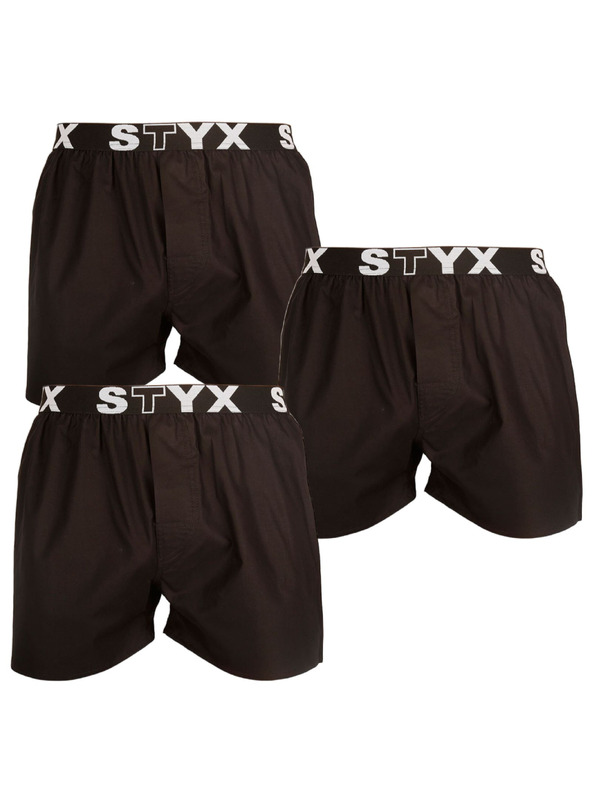 Styx Sada tří - pánské trenky Styx sportovní guma černé