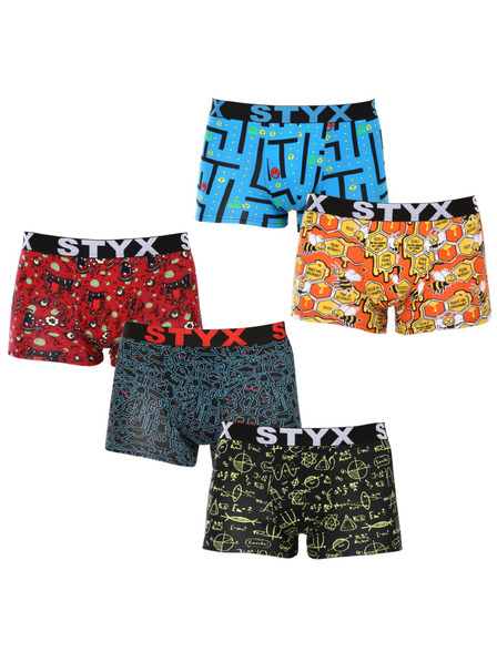 Styx Sada pěti - pánské boxerky Styx art sportovní guma vícebarevné