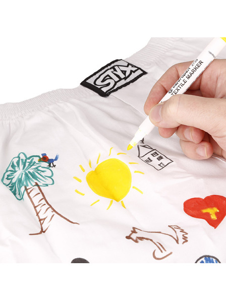 Styx Pánské trenky Styx klasická guma bílé + fixy na textil