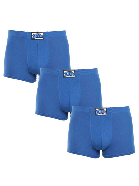 Styx Sada tří - pánské boxerky Styx klasická guma modré