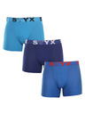 Styx Sada tří - pánské boxerky Styx long sportovní guma modré