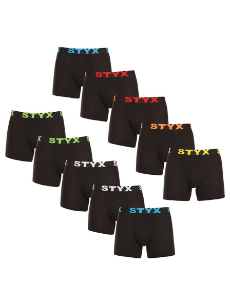Styx Sada deseti - pánské boxerky Styx long sportovní guma černé