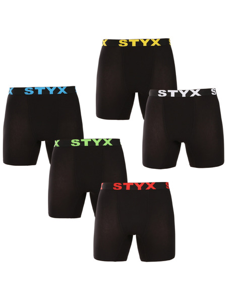 Styx Sada pěti - pánské boxerky Styx long sportovní guma černé