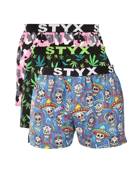 Styx Sada tří - pánské trenky Styx art sportovní guma vícebarevné