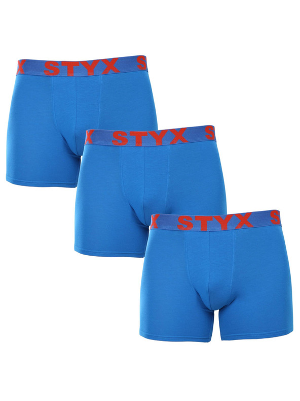 Styx Sada tří - pánské boxerky Styx long sportovní guma modré