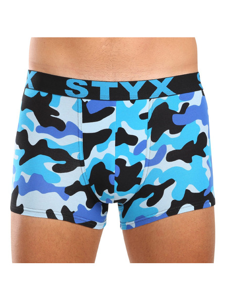 Styx Pánské boxerky Styx art sportovní guma maskáč modrý