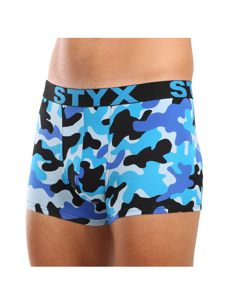 Styx Pánské boxerky Styx art sportovní guma maskáč modrý