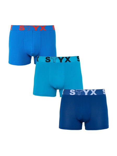 Styx Sada tří - pánské boxerky Styx sportovní guma modré