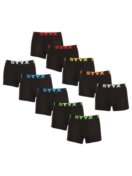 Styx Sada deseti - pánské boxerky Styx sportovní guma černé