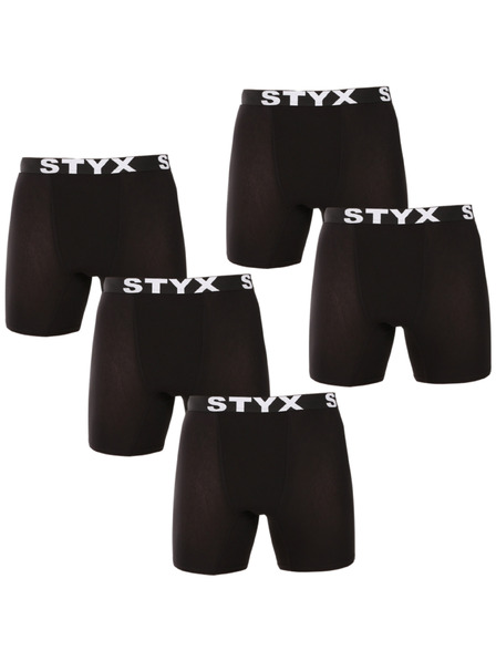 Styx Sada pěti - pánské boxerky Styx long sportovní guma černé