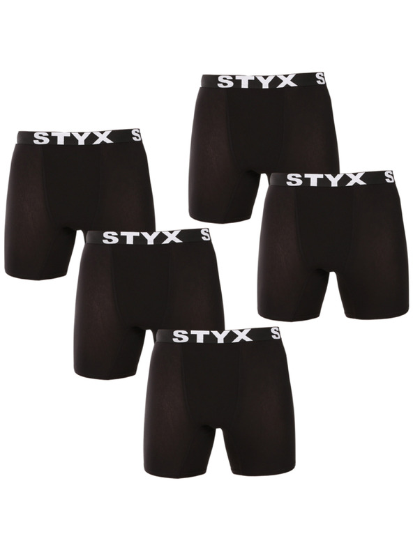 Styx Sada pěti - pánské boxerky Styx long sportovní guma černé