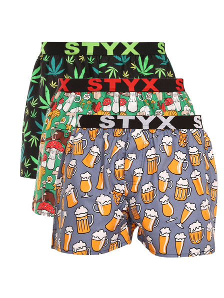 Styx Sada tří - pánské trenky Styx art sportovní guma vícebarevné