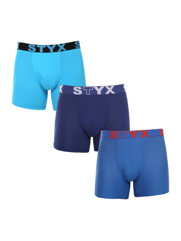 Styx Sada tří - pánské boxerky Styx long sportovní guma vícebarevné