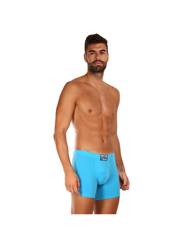 Styx Sada tří - pánské boxerky Styx long klasická guma světle modré