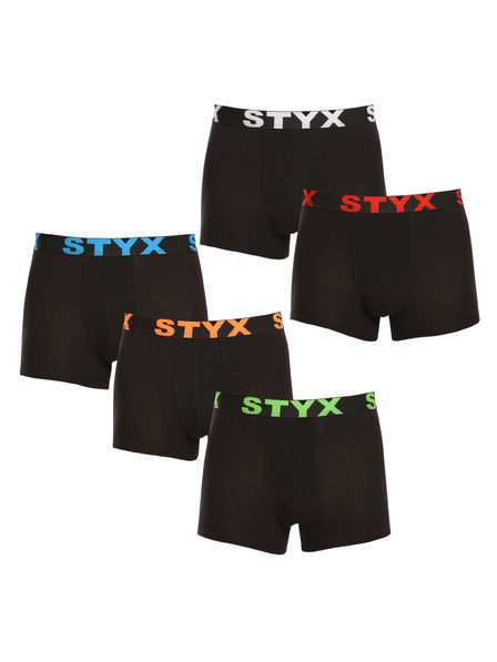 Styx Sada pěti - pánské boxerky Styx sportovní guma černé