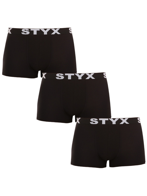 Styx Sada tří - pánské boxerky Styx sportovní guma černé
