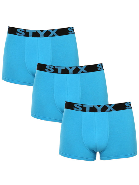 Styx Sada tří - pánské boxerky Styx sportovní guma světle modré