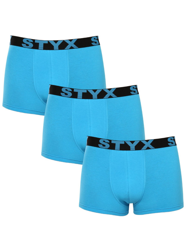 Styx Sada tří - pánské boxerky Styx sportovní guma světle modré