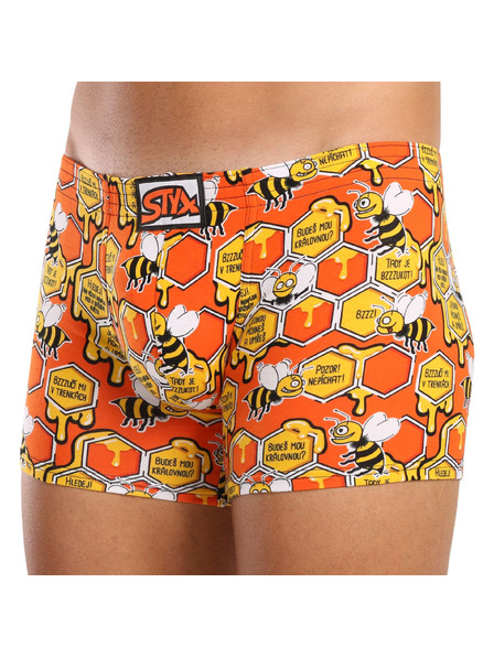 Styx Pánské boxerky Styx long art klasická guma včelky