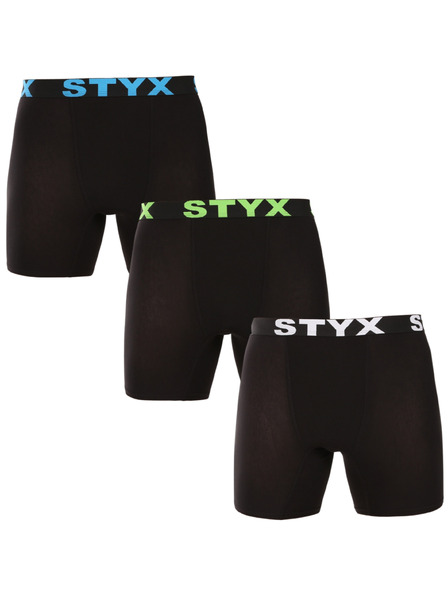 Styx Sada tří - pánské boxerky Styx long sportovní guma černé