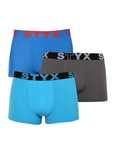 Styx Sada tří - pánské boxerky Styx sportovní guma nadrozměr vícebarevné