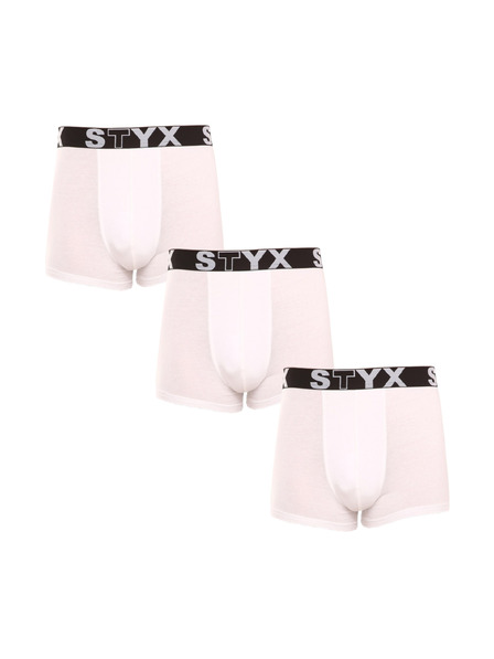 Styx Sada tří - pánské boxerky Styx sportovní guma bílé