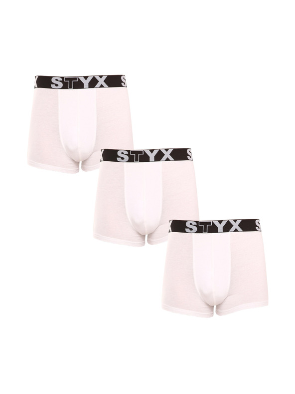 Styx Sada tří - pánské boxerky Styx sportovní guma bílé