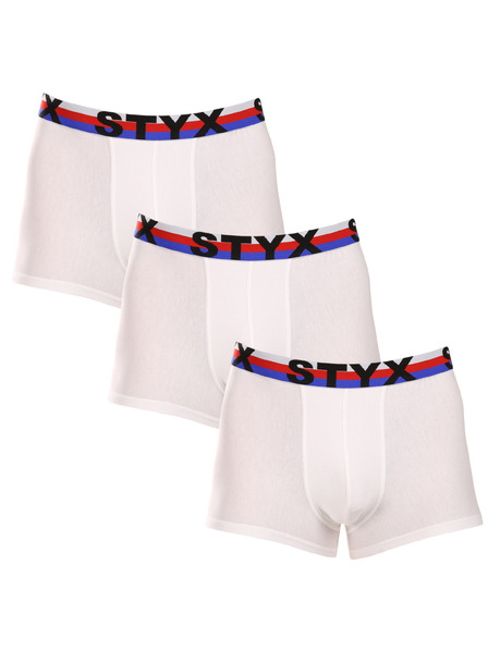 Styx Sada tří - pánské boxerky Styx sportovní guma bílé trikolóra