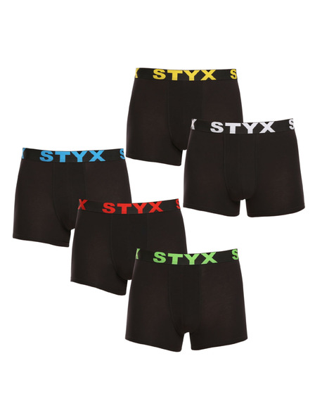 Styx Sada pěti - pánské boxerky Styx sportovní guma černé