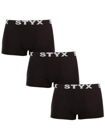 Styx Sada tří - pánské boxerky Styx sportovní guma nadrozměr černé