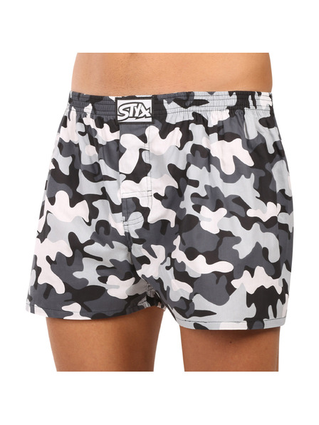 Styx Pánské trenky Styx art klasická guma nadrozměr maskáč šedý