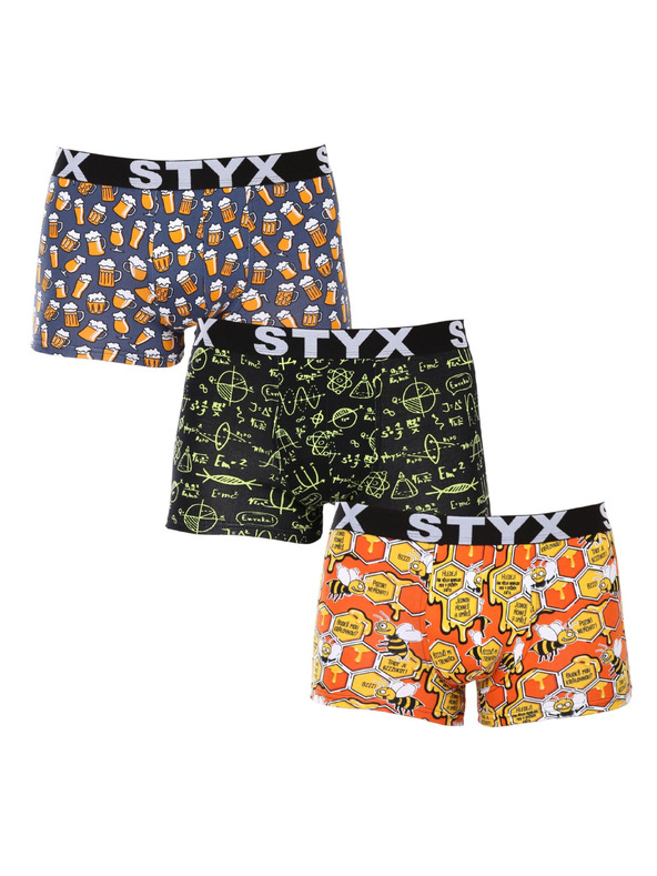 Styx Sada tří - pánské boxerky Styx art sportovní guma vícebarevné