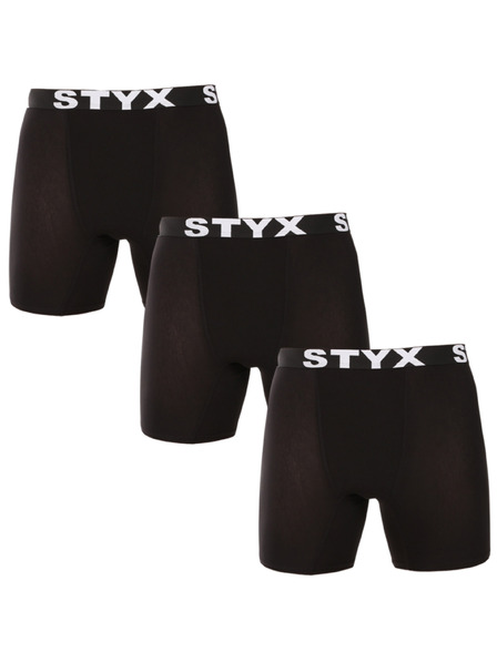 Styx Sada tří - pánské boxerky Styx long sportovní guma černé