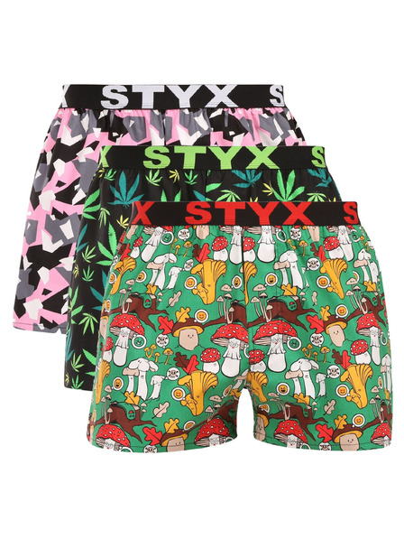 Styx Sada tří - pánské trenky Styx art sportovní guma vícebarevné