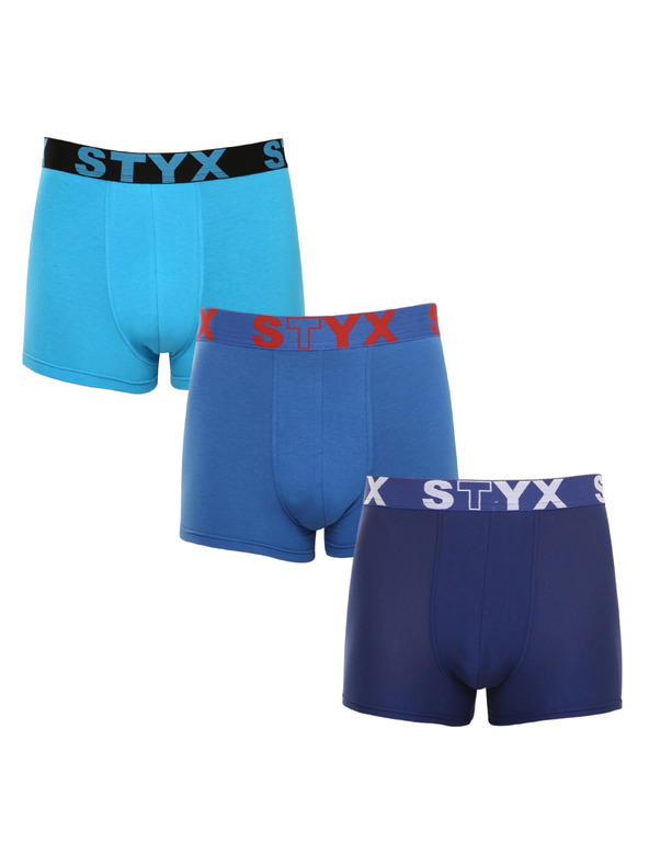 Styx Sada tří - pánské boxerky Styx sportovní guma modré