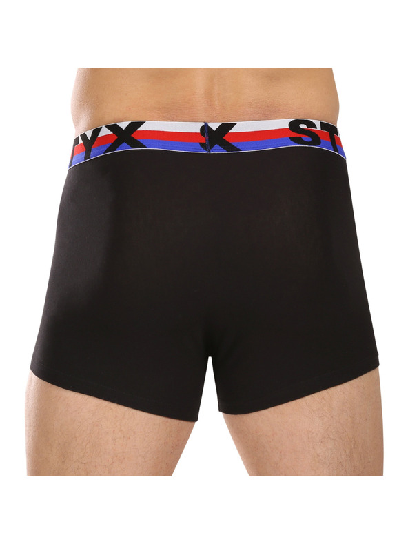Styx Sada tří - pánské boxerky Styx sportovní guma černé trikolóra