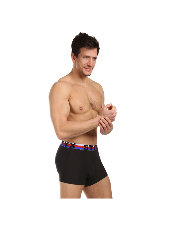 Styx Sada tří - pánské boxerky Styx sportovní guma černé trikolóra