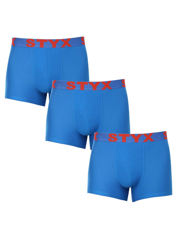 Styx Sada tří - pánské boxerky Styx sportovní guma modré