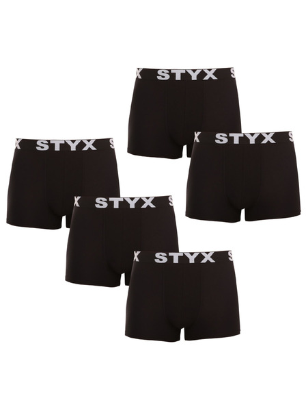 Styx Sada pěti - pánské boxerky Styx sportovní guma černé