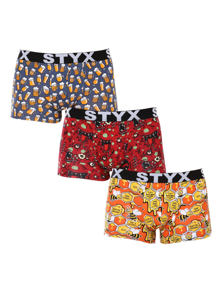 Styx Sada tří - pánské boxerky Styx art sportovní guma vícebarevné